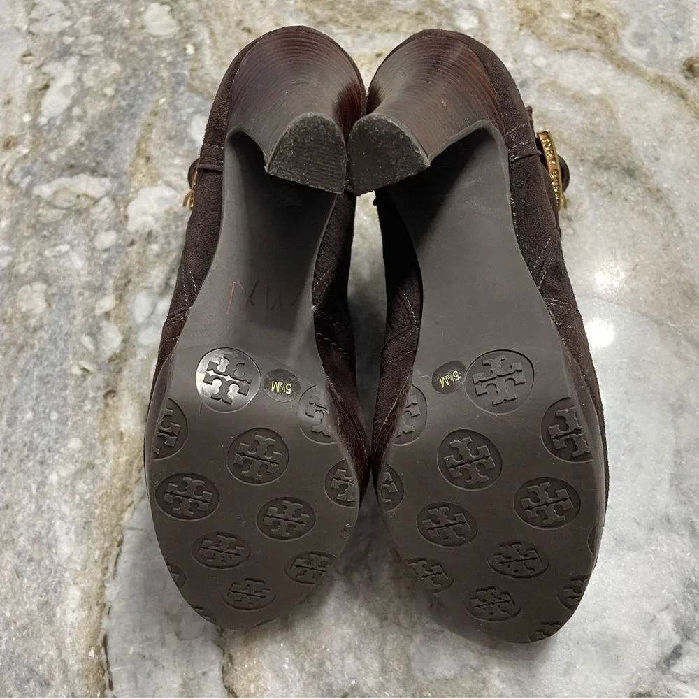 Tory Burch Brown Suede Melrose Platform Ankle Brown Boots Women's 5.5 M